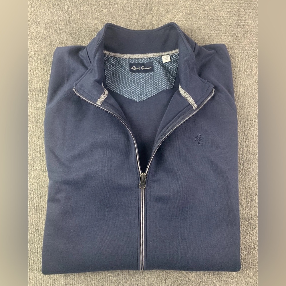 Robert Graham Mens Full Zip Long Sleeve Sweatshirt Jacket Size 2XL Navy